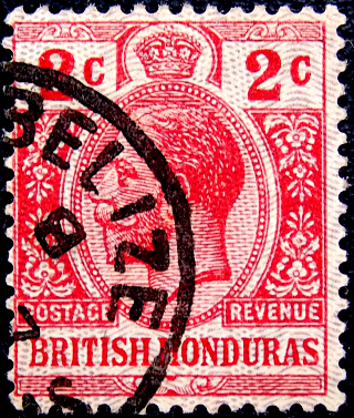 Британский Гондурас 1913 год . King George V , 2 с . Каталог 1,50 € .